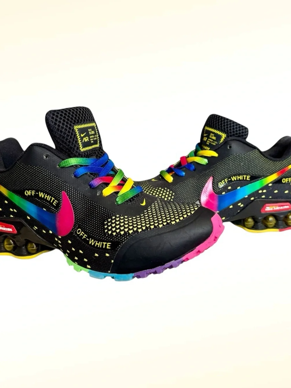 Nike Off-White Air Ultra Shox Custom Rainbow Sneakers, Size 7, ! NEW ! - Picture 6 of 13